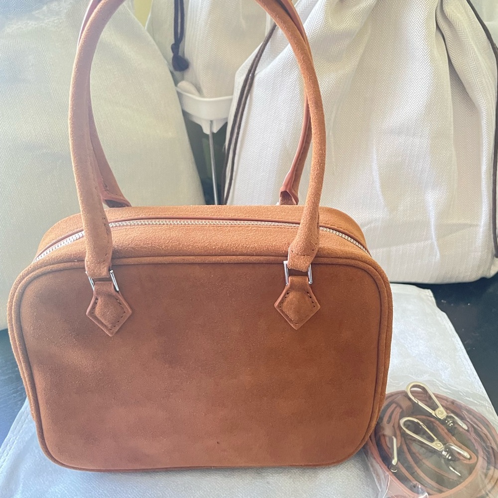 Elegant Tan/Gold Suede Handbag